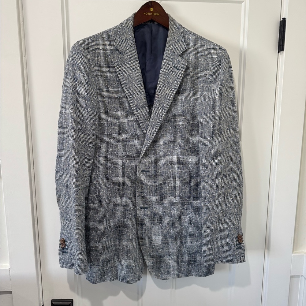SUITSUPPLY linen blend check summer jacket 40R
